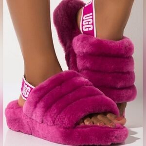 UGG Fluff Yeah Flatform Slide Sandals Size 7 Used Exc MSRP $110